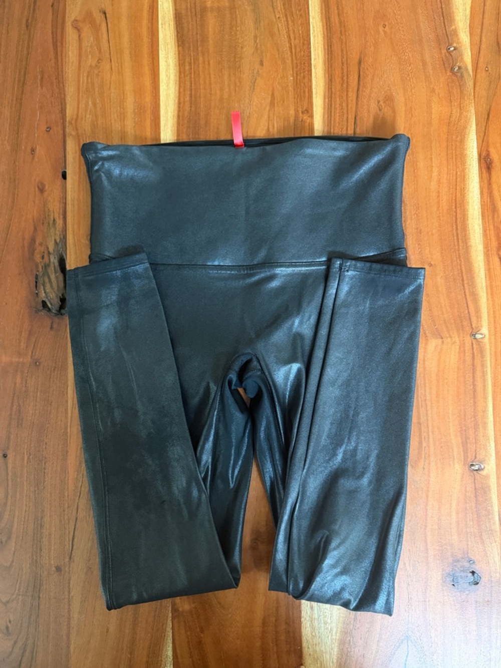 SPANX Black Faux-Leather High-Waist Leggings - Picture 8 of 8